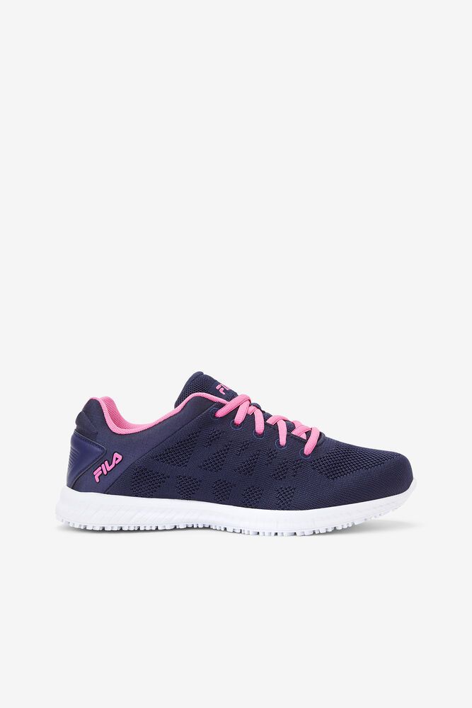 Fila Work Shoes Memory Techknit Slip And Water Resistant Womens Navy/Pink - India GOZ-497163